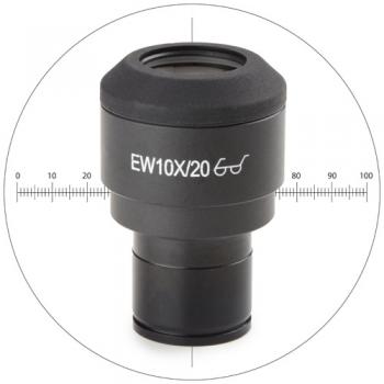 IS.6010-CM EWF 10x/20 mm Okular mit 10/100 Micrometer & Fadernkreuz, Ø 23.2 mm Tube