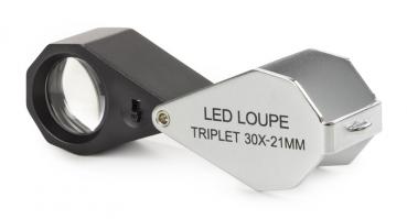 PB.5035-LED Achromatische Lupe 30x triplet. Linse Ø 21mm. Weiße LED Beleuchtung