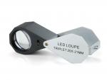 PB.5033-LED Achromatische Lupe 20x, triplet. Linse Ø 21 mm. Weiße LED Beleuchtung