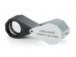 PB.5034-LED Achromatische Lupe 10x, triplet. Linse Ø 21 mm. Weiße LED Beleuchtung